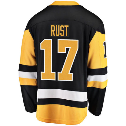 P.Penguins #17 Bryan Rust Fanatics Branded Home Breakaway Player Jersey Black Stitched American Hockey Jerseys CustomName