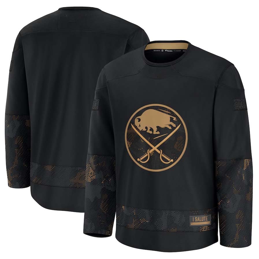 B.Sabres Fanatics 2024 Military Appreciation Practice Jersey - Black Stitched American Hockey Jerseys CustomName