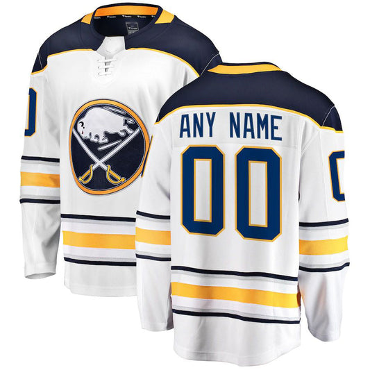 Custom B.Sabres Fanatics Branded Away Breakaway Jersey White Stitched American Hockey Jerseys CustomName
