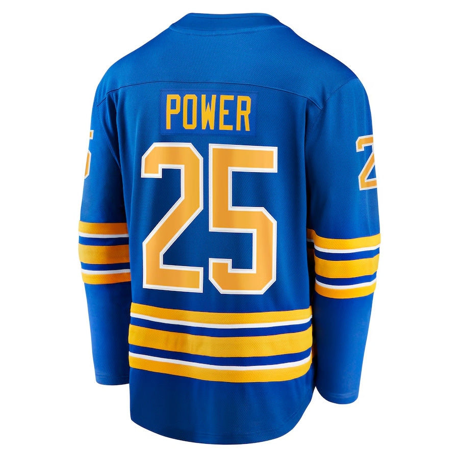 B.Sabres #25 Owen Power Fanatics Home Breakaway Player Jersey - Royal Stitched American Hockey Jerseys CustomName