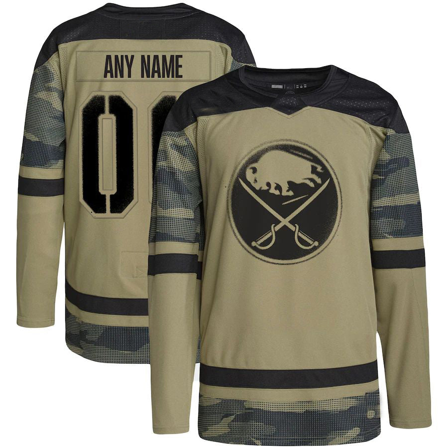 Custom B.Sabres Military Appreciation Team Authentic Practice Jersey Camo Stitched American Hockey Jerseys CustomName