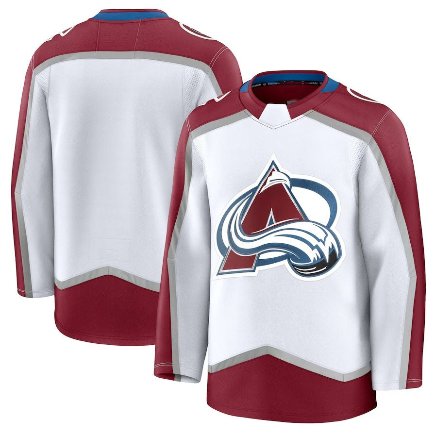 C.Avalanche Fanatics Away Premium Jersey - White Stitched American Hockey Jerseys CustomName
