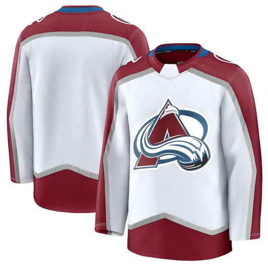C.Avalanche Fanatics Away Premium Jersey - White Stitched American Hockey Jerseys CustomName