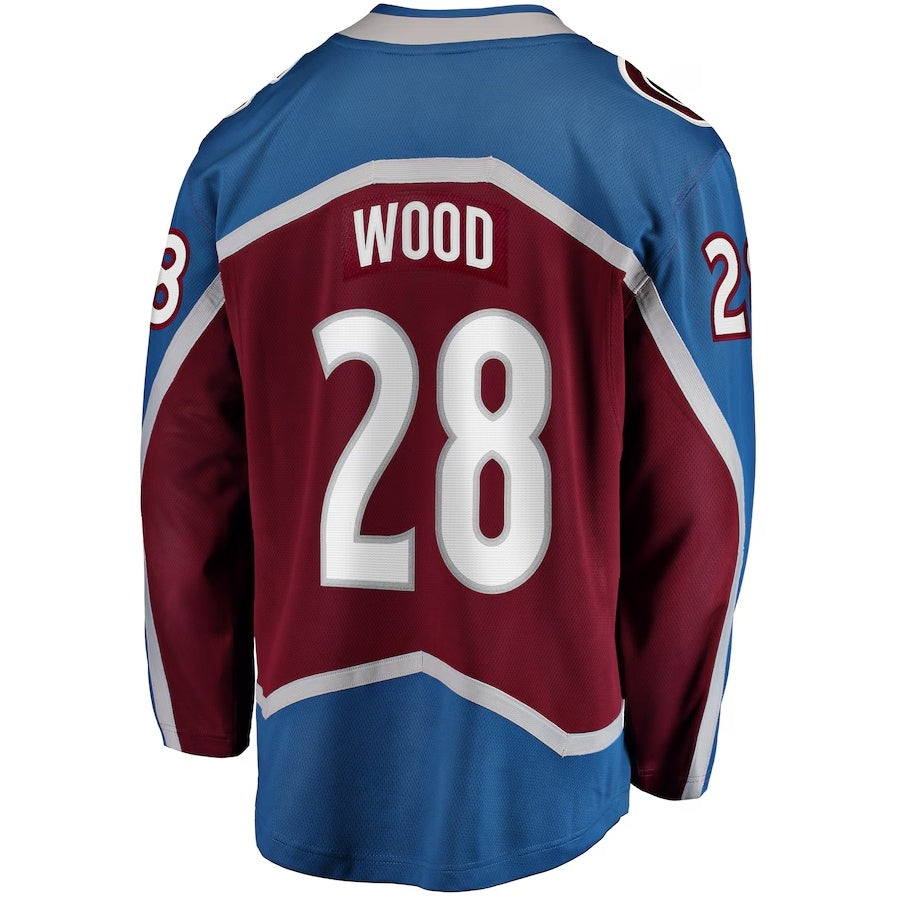 C.Avalanche #28 Miles Wood Fanatics Home Breakaway Jersey - Maroon Stitched American Hockey Jerseys CustomName