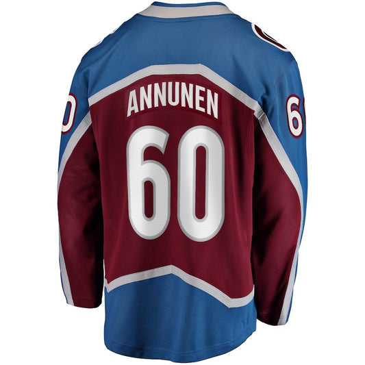 C.Avalanche #60 Justus Annunen Fanatics Home Premier Breakaway Player Jersey - Burgundy Stitched American Hockey Jerseys CustomName