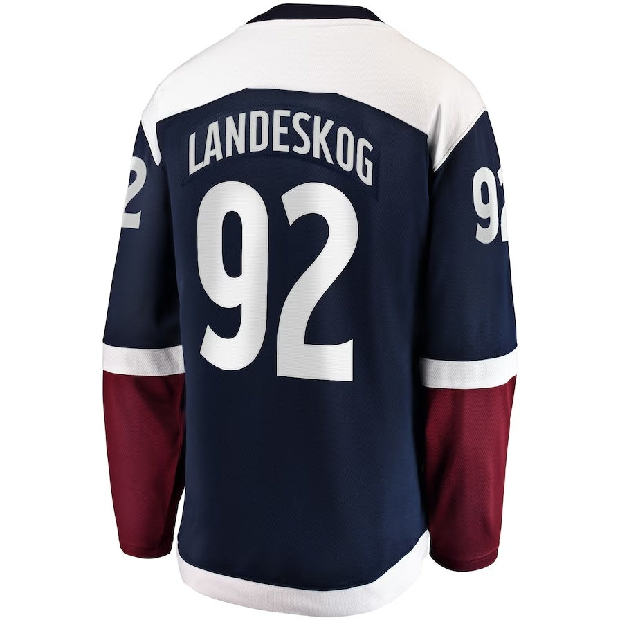 C.Avalanche #92 Gabriel Landeskog Fanatics Premier Breakaway Player Jersey - Navy Stitched American Hockey Jerseys CustomName