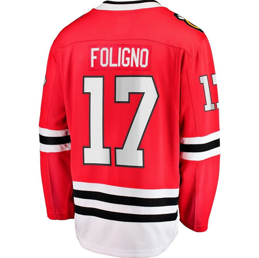 C.Blackhawks #17 Nick Foligno Fanatics Home Breakaway Jersey - Red Stitched American Hockey Jerseys CustomName