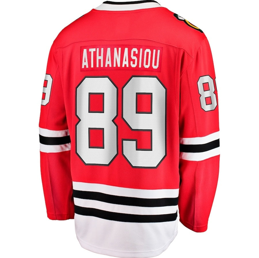 C.Blackhawks #89 Andreas Athanasiou Fanatics Home Breakaway Jersey - Red Stitched American Hockey Jerseys CustomName