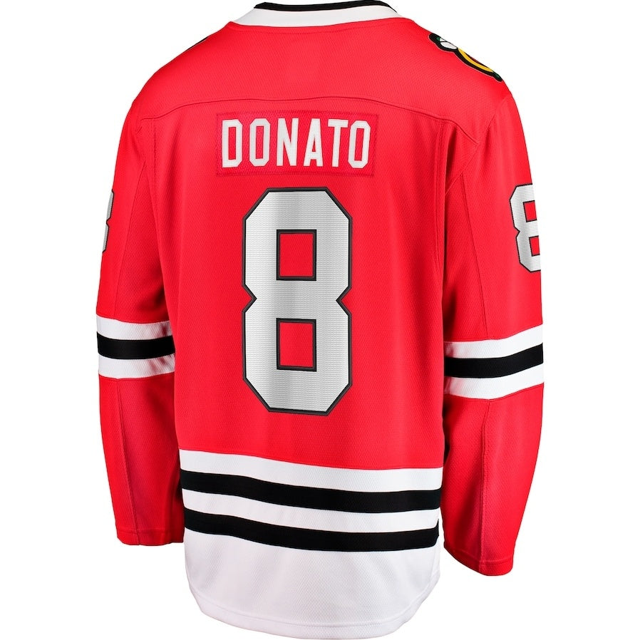 C.Blackhawks #8 Ryan Donato Fanatics Home Breakaway Jersey - Red Stitched American Hockey Jerseys CustomName