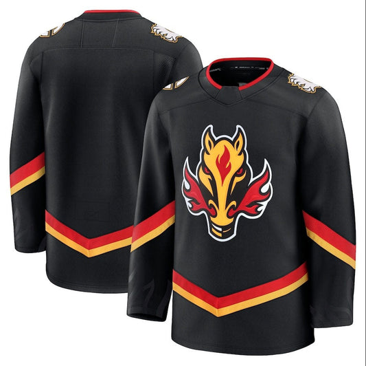 C.Flames Fanatics Alternate Premium Jersey - Black Stitched American Hockey Jerseys CustomName