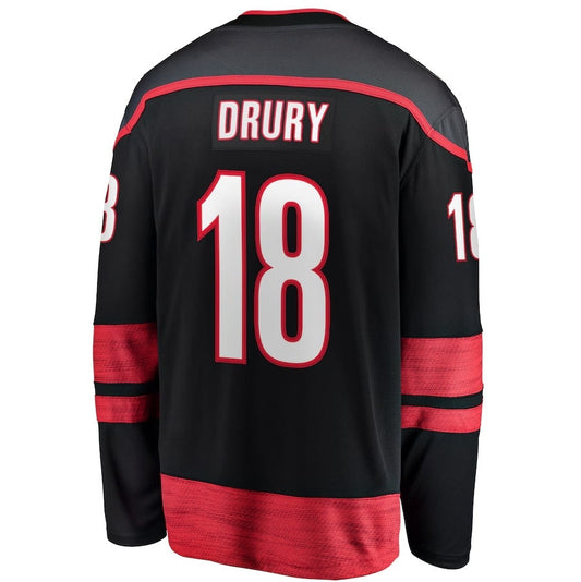 C.Hurricanes #18 Jack Drury Fanatics Home Premier Breakaway Player Jersey - Black Stitched American Hockey Jerseys CustomName