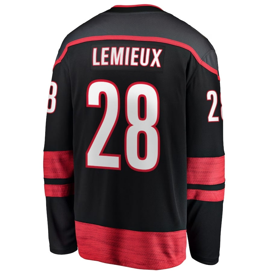 C.Hurricanes #28 Brendan Lemieux Fanatics Home Premier Breakaway Player Jersey - Black Stitched American Hockey Jerseys CustomName