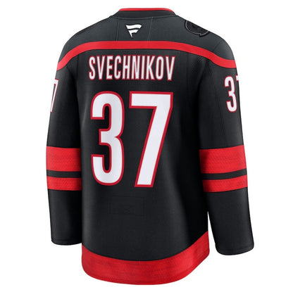 C.Hurricanes #37 Andrei Svechnikov Fanatics Home Premium Jersey - Black Stitched American Hockey Jerseys CustomName