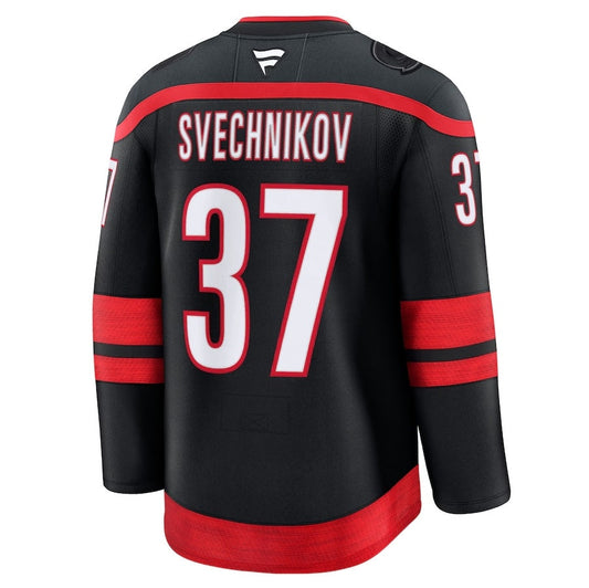 C.Hurricanes #37 Andrei Svechnikov Fanatics Home Premium Jersey - Black Stitched American Hockey Jerseys CustomName
