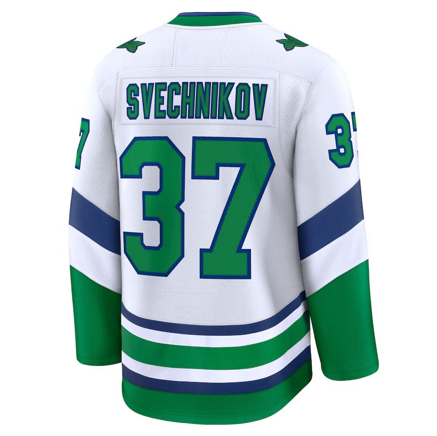 C.Hurricanes #37 Andrei Svechnikov Fanatics Throwback Premium Jersey - White Stitched American Hockey Jerseys CustomName