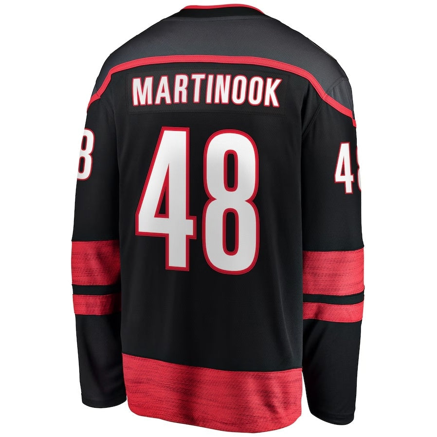C.Hurricanes #48 Jordan Martinook Fanatics Home Breakaway Jersey - Black Stitched American Hockey Jerseys CustomName