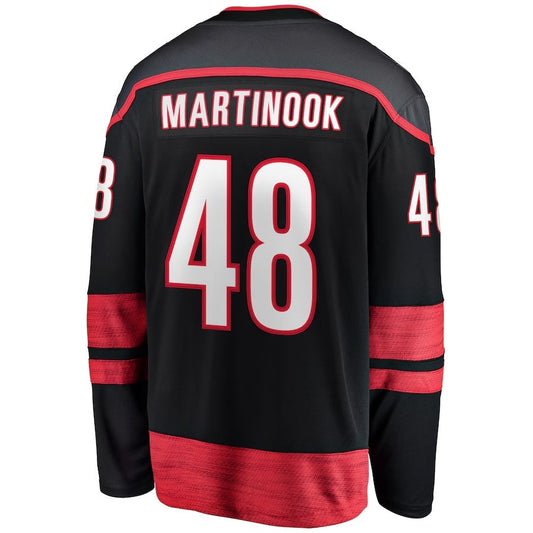 C.Hurricanes #48 Jordan Martinook Fanatics Home Breakaway Jersey - Black Stitched American Hockey Jerseys CustomName