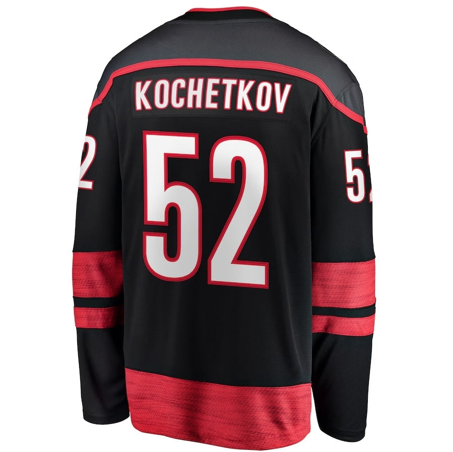 C.Hurricanes #52 Pyotr Kochetkov Fanatics Home Premier Breakaway Player Jersey - Black Stitched American Hockey Jerseys CustomName