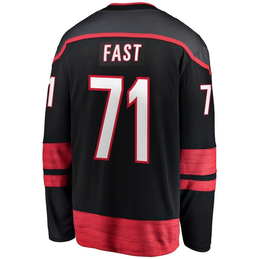 C.Hurricanes #71 Jesper Fast Fanatics Home Breakaway Jersey - Black Stitched American Hockey Jerseys CustomName