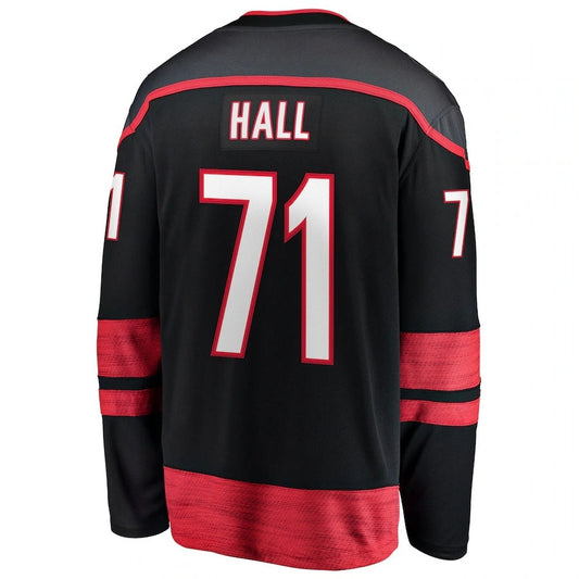 C.Hurricanes #71 Taylor Hall Fanatics Home Breakaway Jersey - Black Stitched American Hockey Jerseys CustomName