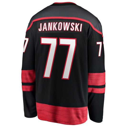 C.Hurricanes #77 Mark Jankowski Fanatics Home Breakaway Jersey - Black Stitched American Hockey Jerseys CustomName