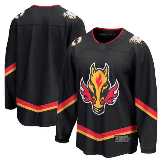 C.Flames Fanatics Branded Alternate Premier Breakaway Jersey  Black Stitched American Hockey Jerseys CustomName