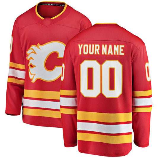 Custom C.Flames Fanatics Branded Home Breakaway Red Stitched American Hockey Jerseys CustomName