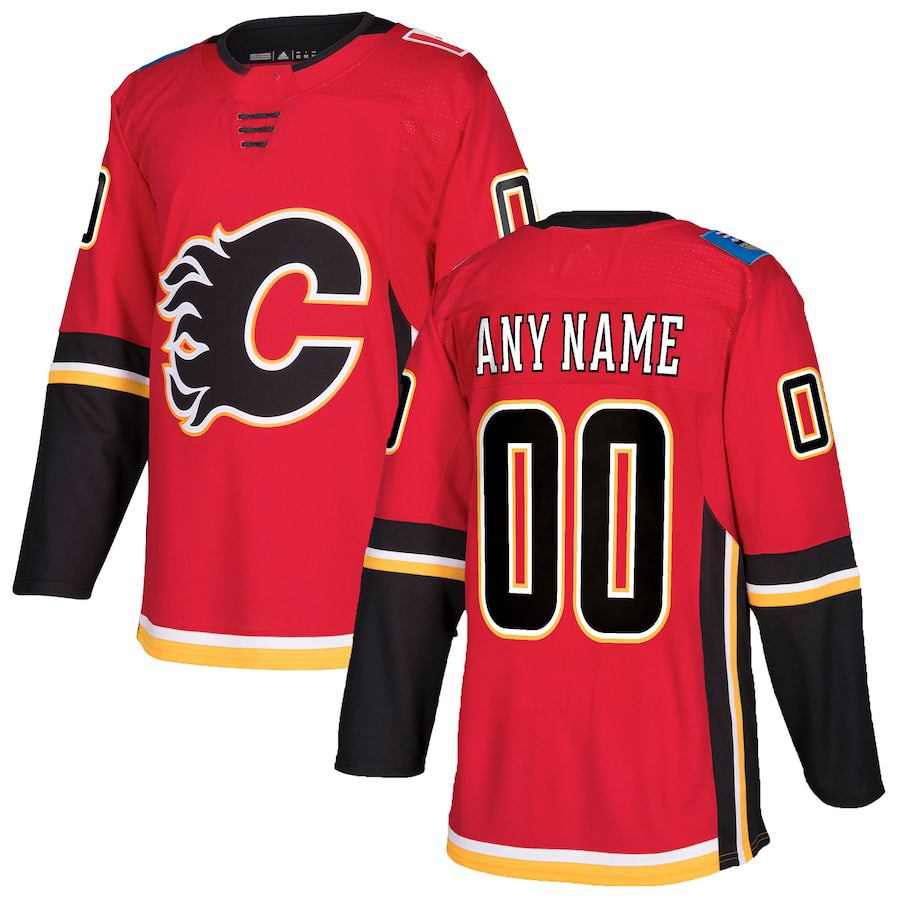 Custom C.Flames Authentic Jersey Red Stitched American Hockey Jerseys CustomName