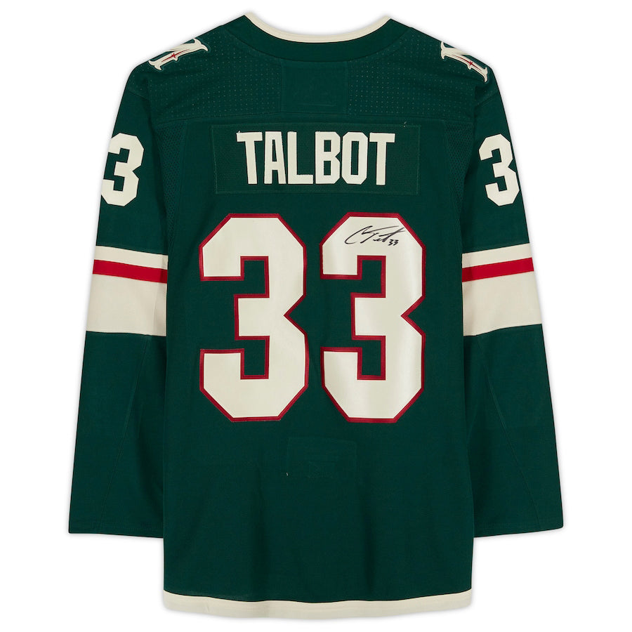 M.Wild #33 Cam Talbot Fanatics Authentic Autographed Green Jersey with 20th Anniversary Season Jersey Patch Hockey Jerseys CustomName