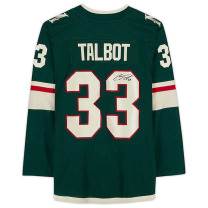 M.Wild #33 Cam Talbot Fanatics Authentic Autographed Green Jersey with 20th Anniversary Season Jersey Patch Hockey Jerseys CustomName