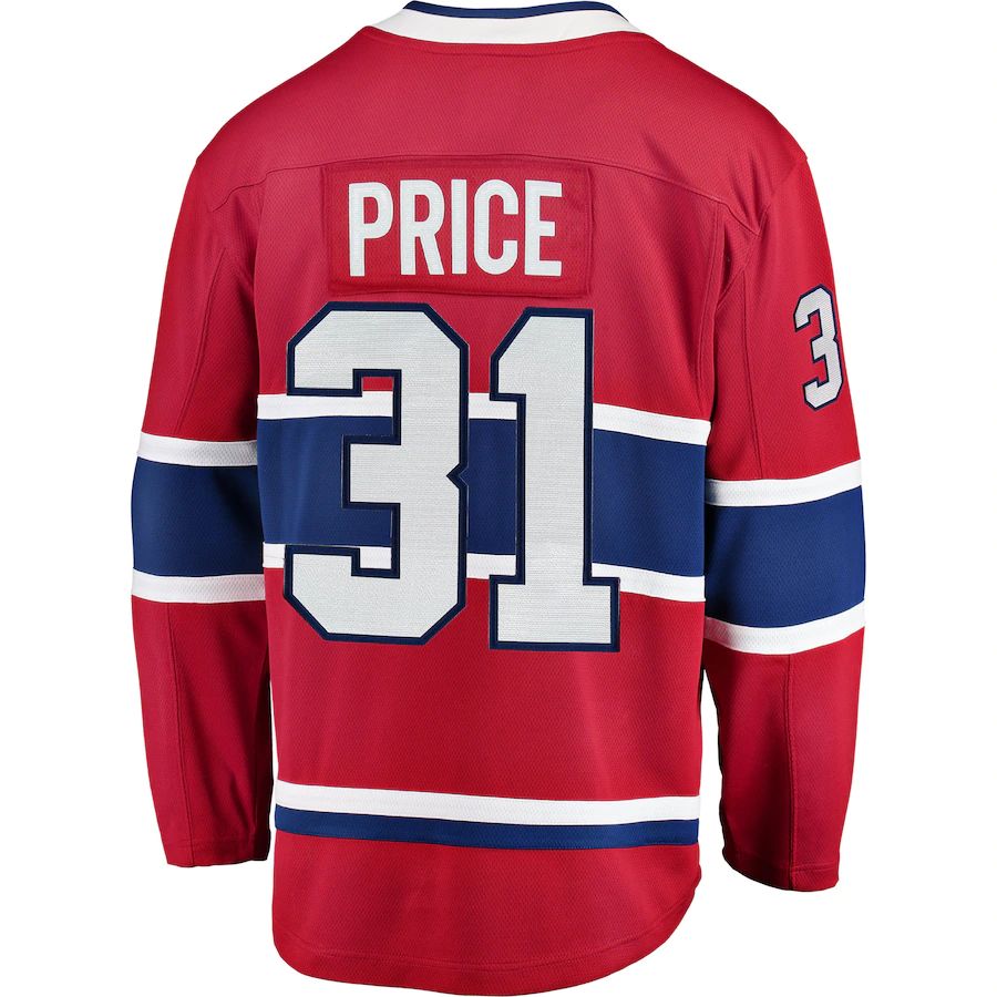 M.Canadiens #31 Carey Price Fanatics Branded Breakaway Player Jerse Red Stitched American Hockey Jerseys CustomName