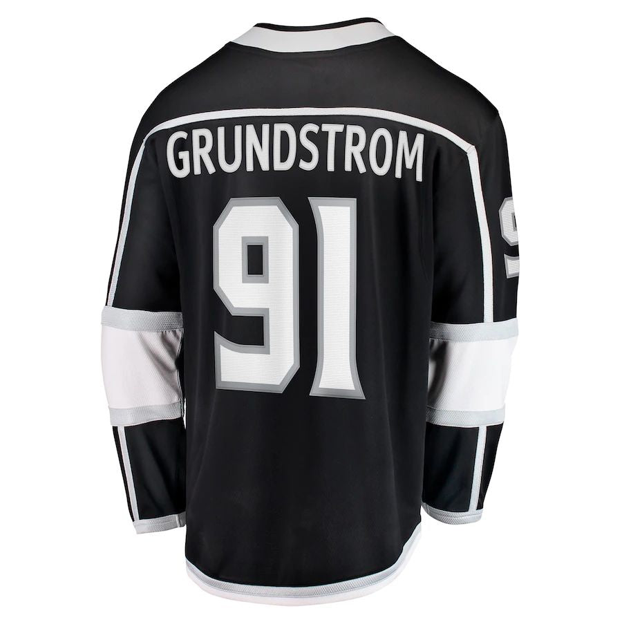 LA.Kings #91 Carl Grundstrom Fanatics Branded Home Breakaway Player Jersey Black Stitched American Hockey Jerseys CustomName