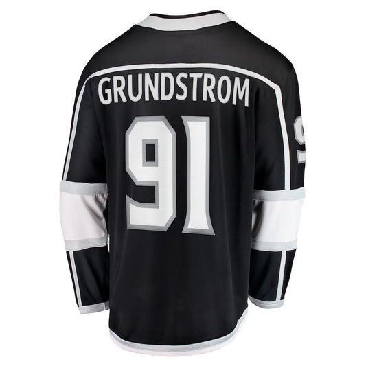 LA.Kings #91 Carl Grundstrom Fanatics Branded Home Breakaway Player Jersey Black Stitched American Hockey Jerseys CustomName
