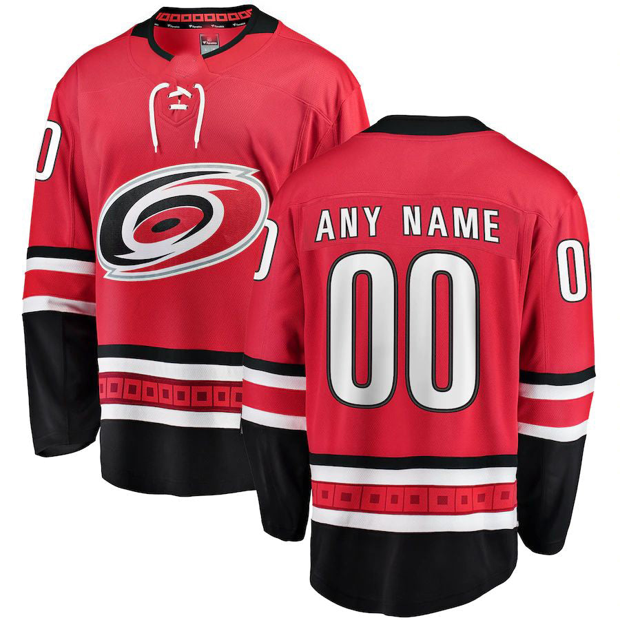 Custom C.Hurricanes Fanatics Branded Home Breakaway Jersey Red Stitched American Hockey Jerseys CustomName