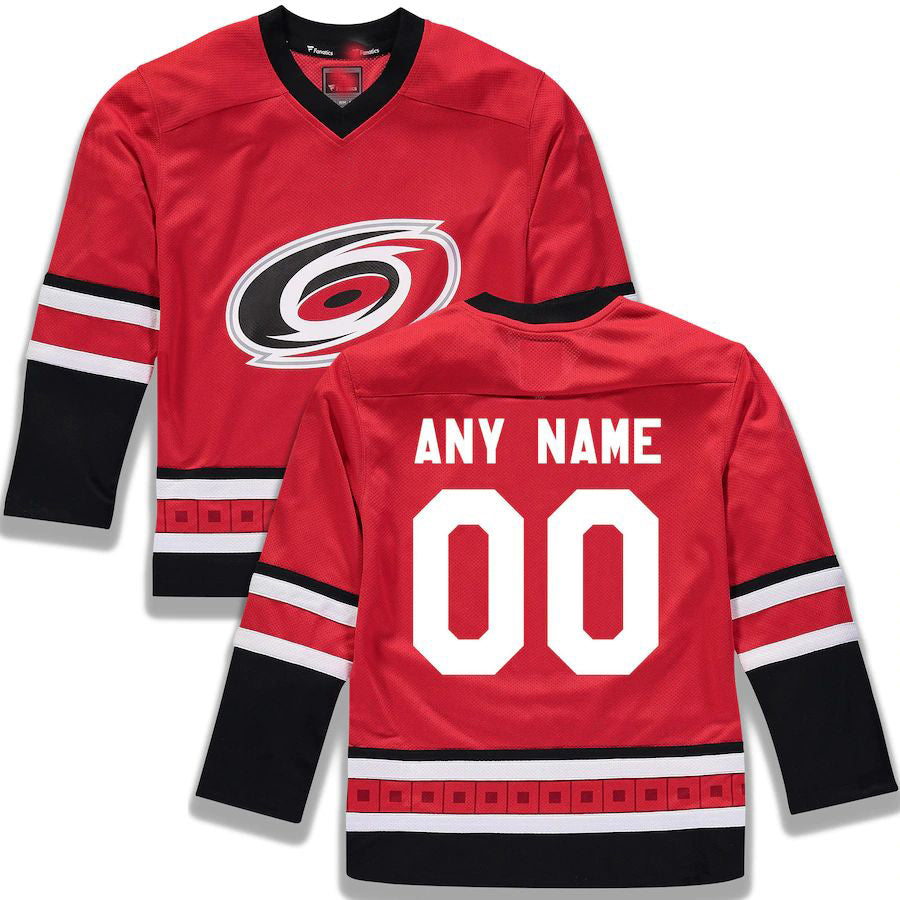 Custom C.Hurricanes Fanatics Branded Home Replica Red Stitched American Hockey Jerseys CustomName