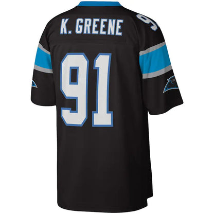 C.Panthers #91 Kevin Greene Mitchell & Ness Black Legacy Replica Jersey Stitched American Football Jerseys