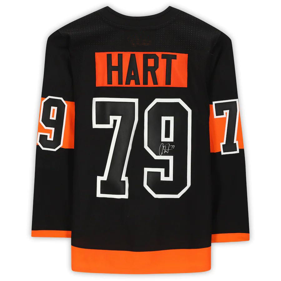 P.Flyers #79 Carter Hart Fanatics Authentic Autographed  Black Stitched American Hockey Jerseys CustomName