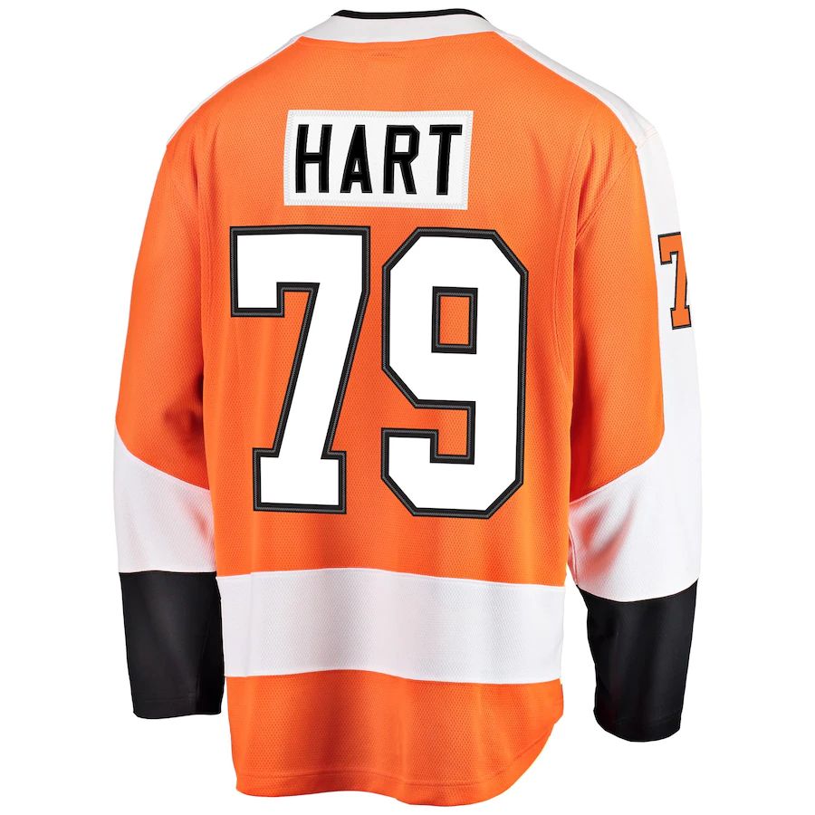P.Flyers #79 Carter Hart Fanatics Branded Home Premier Breakaway Player Jersey Orange Stitched American Hockey Jerseys CustomName