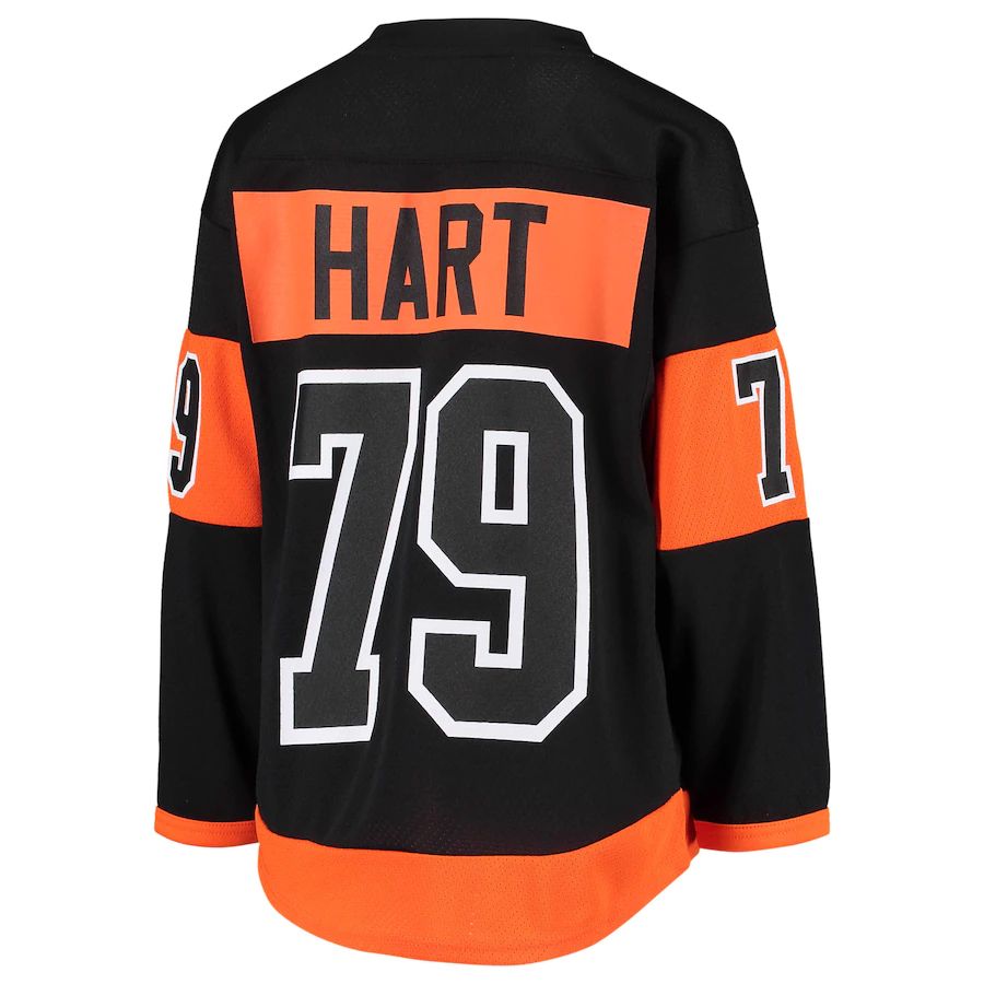 P.Flyers #79 Carter Hart Flyers 2018-19 Alternate Replica Player Jersey Black Stitched American Hockey Jerseys CustomName