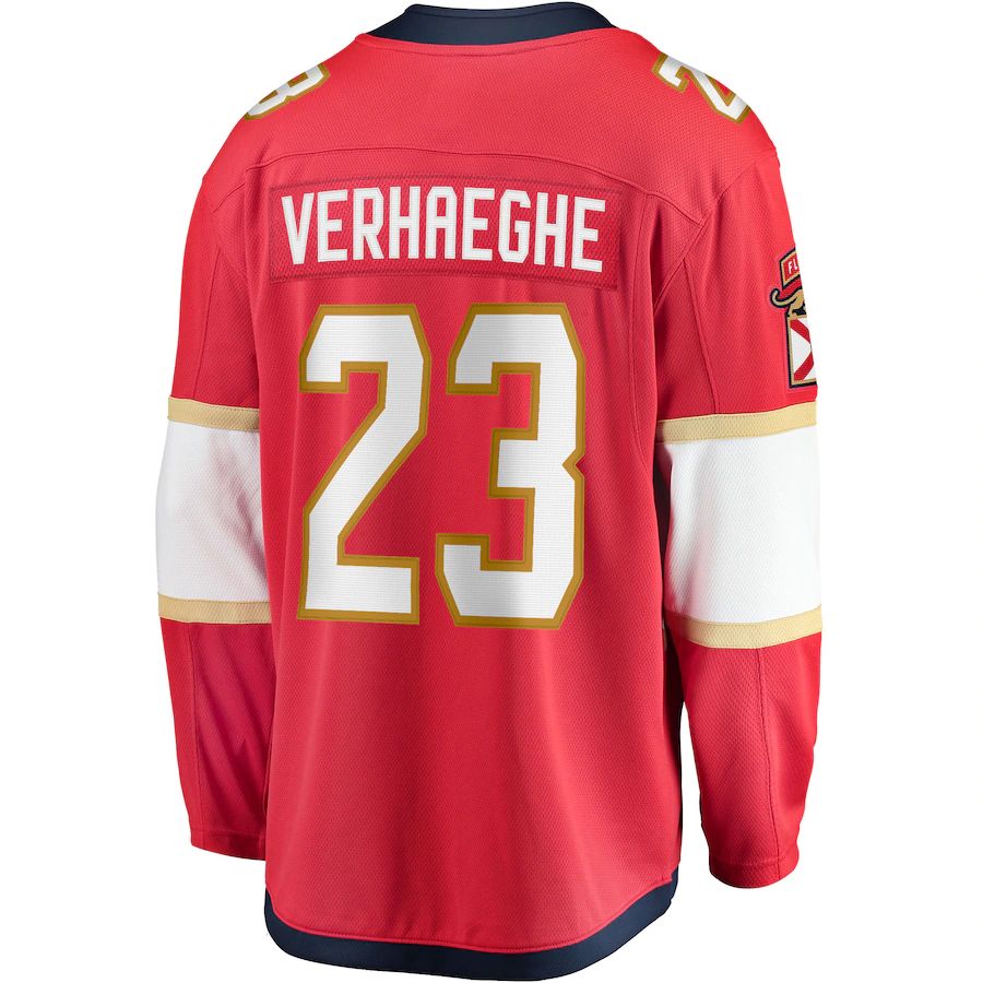 F.Panthers #23 Carter Verhaeghe Fanatics Branded Home Breakaway Jersey Red Stitched American Hockey Jerseys CustomName
