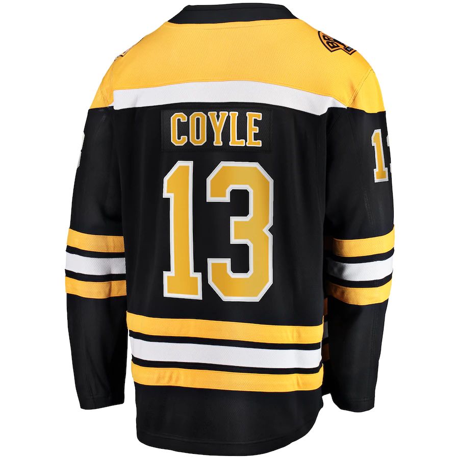 B.Bruins #13 Charlie Coyle Fanatics Branded Home Premier Breakaway Player Jersey  Black Stitched American Hockey Jerseys CustomName