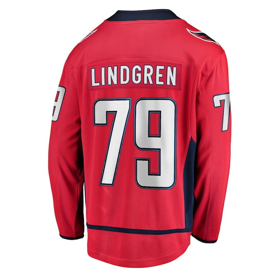 W.Capitals #79 Charlie Lindgren Fanatics Branded Home Breakaway Player Jersey Red Stitched American Hockey Jerseys CustomName