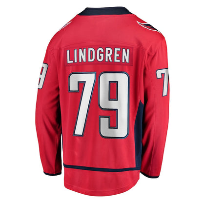 W.Capitals #79 Charlie Lindgren Fanatics Branded Home Breakaway Player Jersey Red Stitched American Hockey Jerseys CustomName