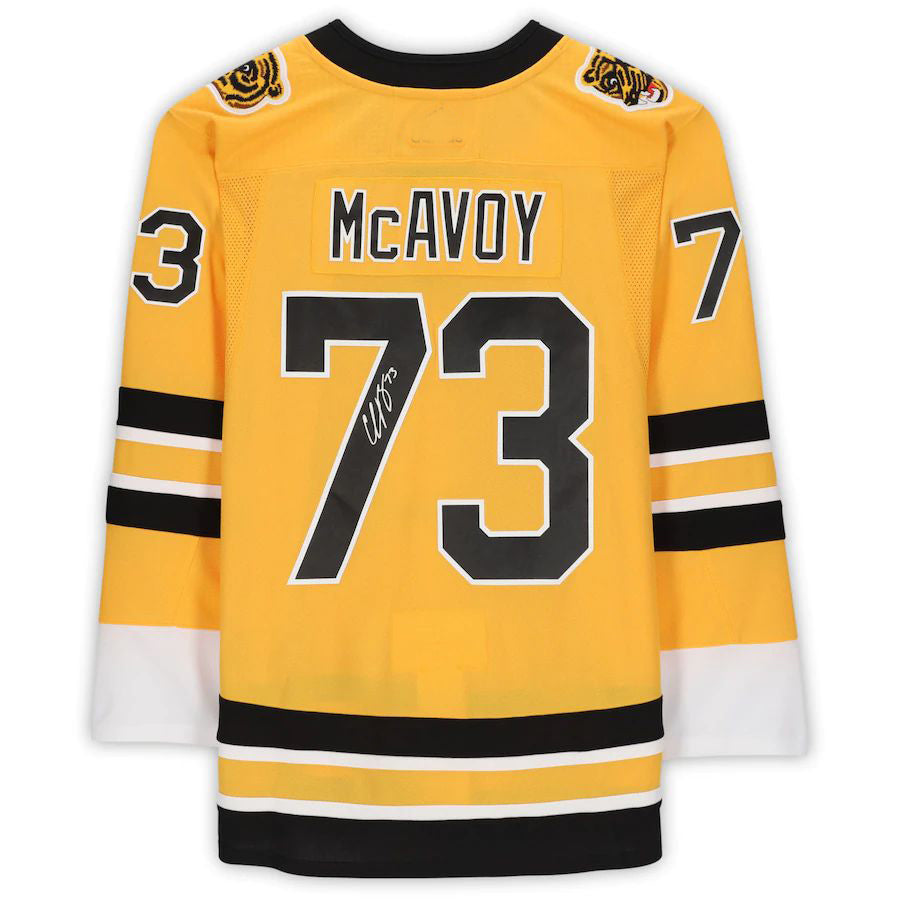B.Bruins #73 Charlie McAvoy Fanatics Authentic Autographed Reverse Retro Authentic Jersey Stitched American Hockey Jerseys CustomName