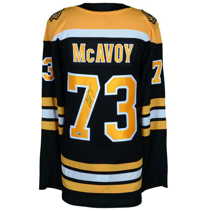 B.Bruins #73 Charlie McAvoy Fanatics Authentic Autographed Black Authentic Jersey Stitched American Hockey Jerseys CustomName