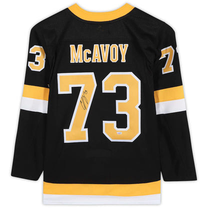B.Bruins #73 Charlie McAvoy Fanatics Authentic Autographed Black Alternate Authentic Jersey Stitched American Hockey Jerseys CustomName