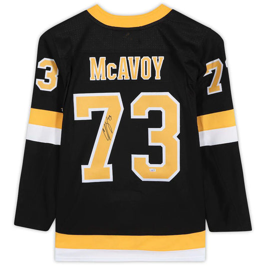 B.Bruins #73 Charlie McAvoy Fanatics Authentic Autographed Black Alternate Authentic Jersey Stitched American Hockey Jerseys CustomName