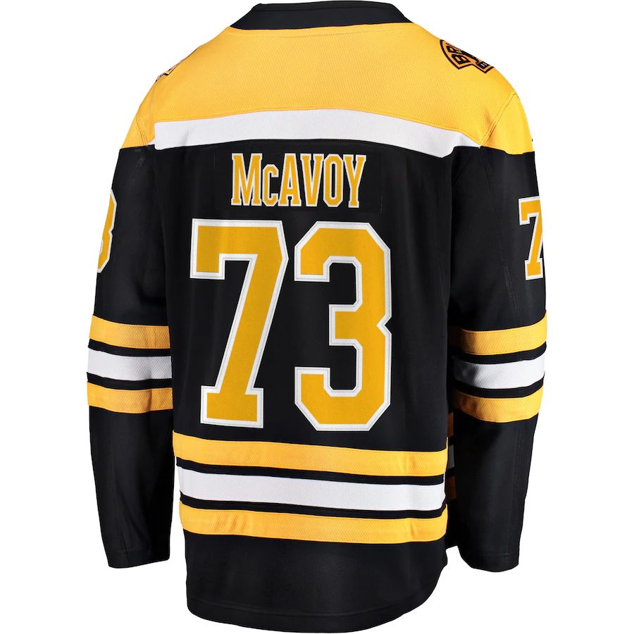 B.Bruins #73 Charlie McAvoy Fanatics Branded Home Premier Breakaway Player Jersey Black Stitched American Hockey Jerseys CustomName