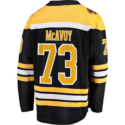 B.Bruins #73 Charlie McAvoy Fanatics Branded Home Premier Breakaway Player Jersey Black Stitched American Hockey Jerseys CustomName