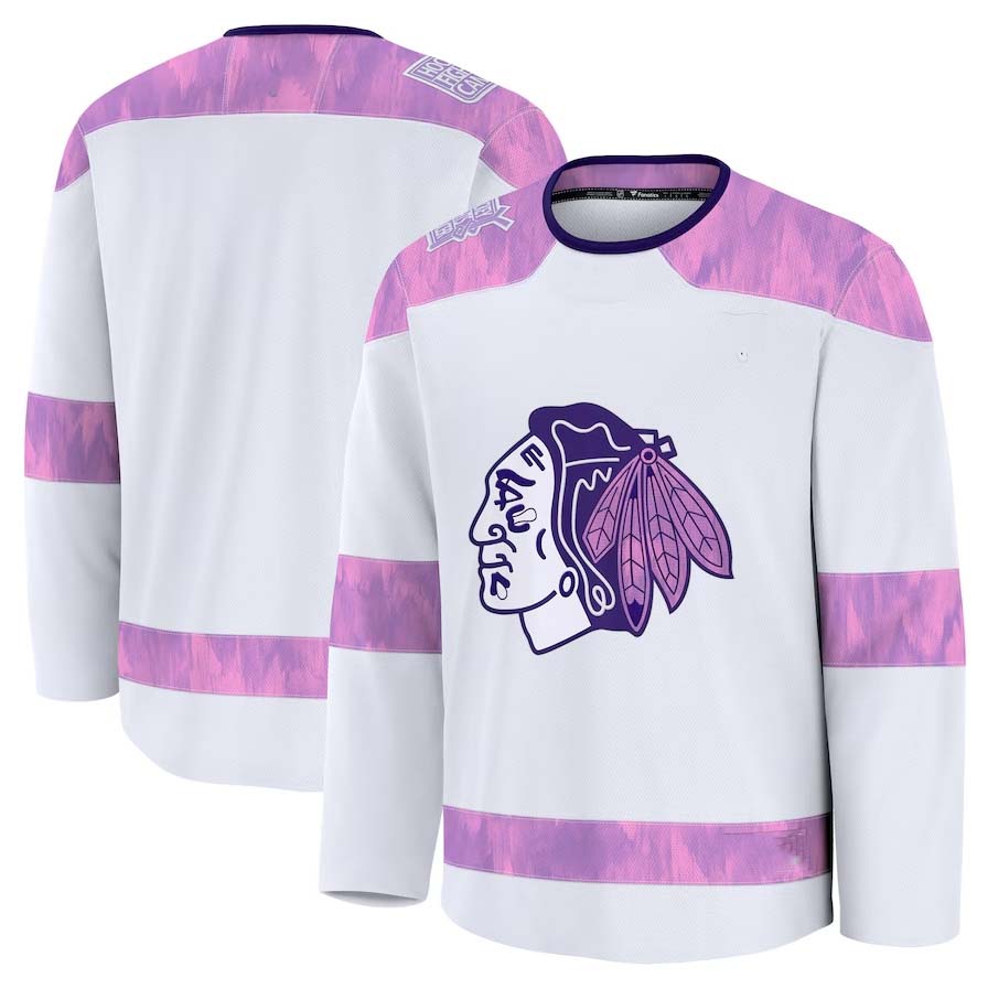 C.Blackhawks Fanatics 2024 Hockey Fights Cancer Practice Jersey - White Stitched American Hockey Jerseys CustomName